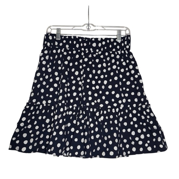LOFT Dresses & Skirts - LOFT Navy Blue Tiered Skirt White Polka Dots Lined Size Medium Nautical Preppy